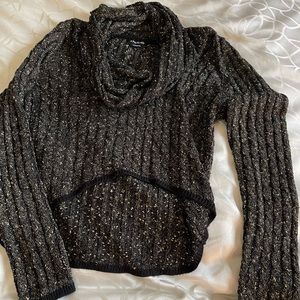 Women’s cropped cowl neck sweater